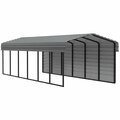 Arrow Storage Products Galvanized Steel Carport, W/ 1-Sided Enclosure, Compact Car Metal Carport Kit, 10'x29'x7', Eggshell CPHC102907ECL1